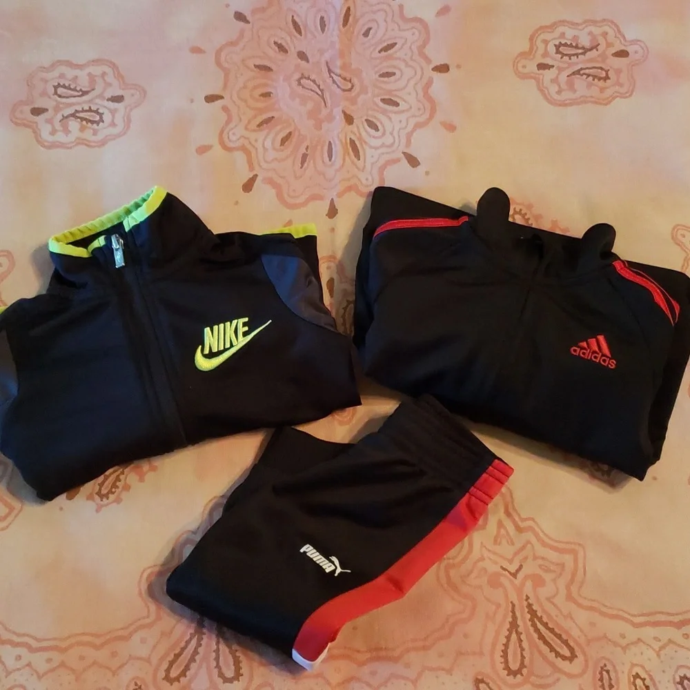 Bundle Red and Black Set Stripes Lines Athletic Sport Matching Set Track Suit Ja - Picture 1 of 16